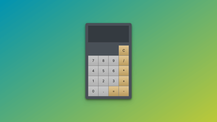 A calculator made over a grandient background.